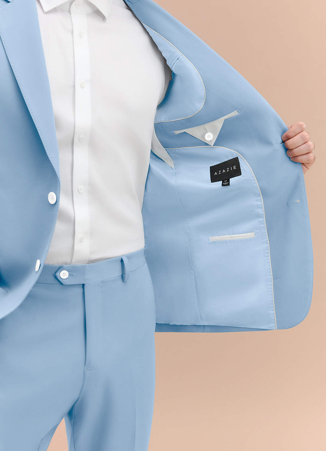 front James Sky Blue Structured Stretch Suit Jacket