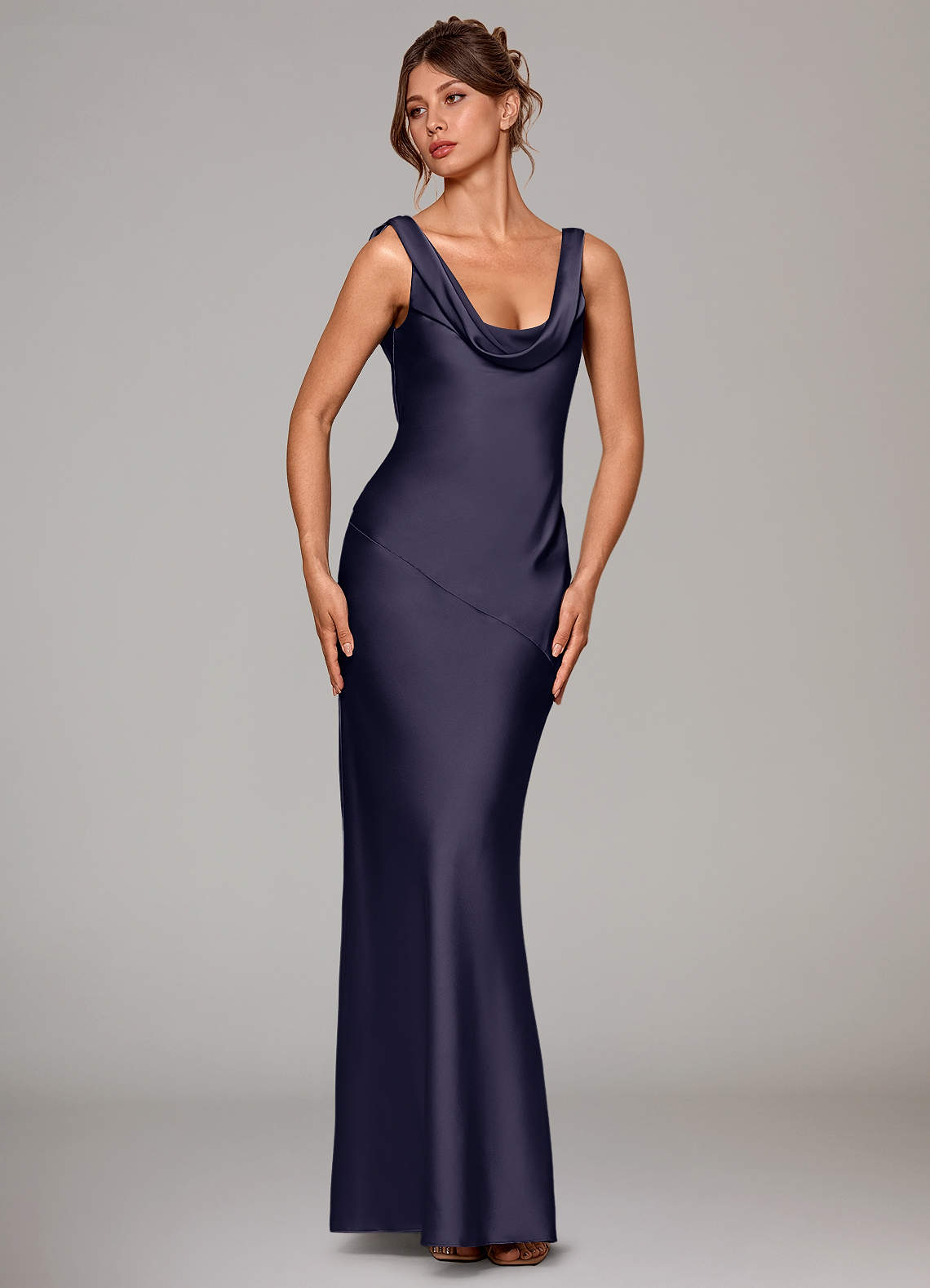 Azazie Rylina Bridesmaid Dresses Stormy Mermaid Stretch Satin Dress image2