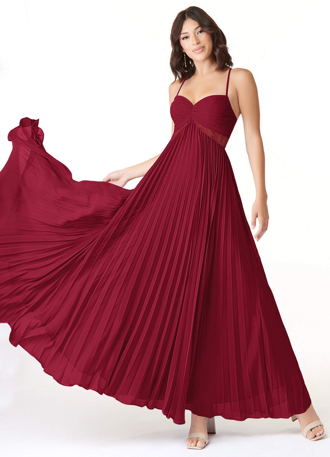 Azazie Devyn Bridesmaid Dresses Burgundy A-Line Corset Chiffon Dress image1