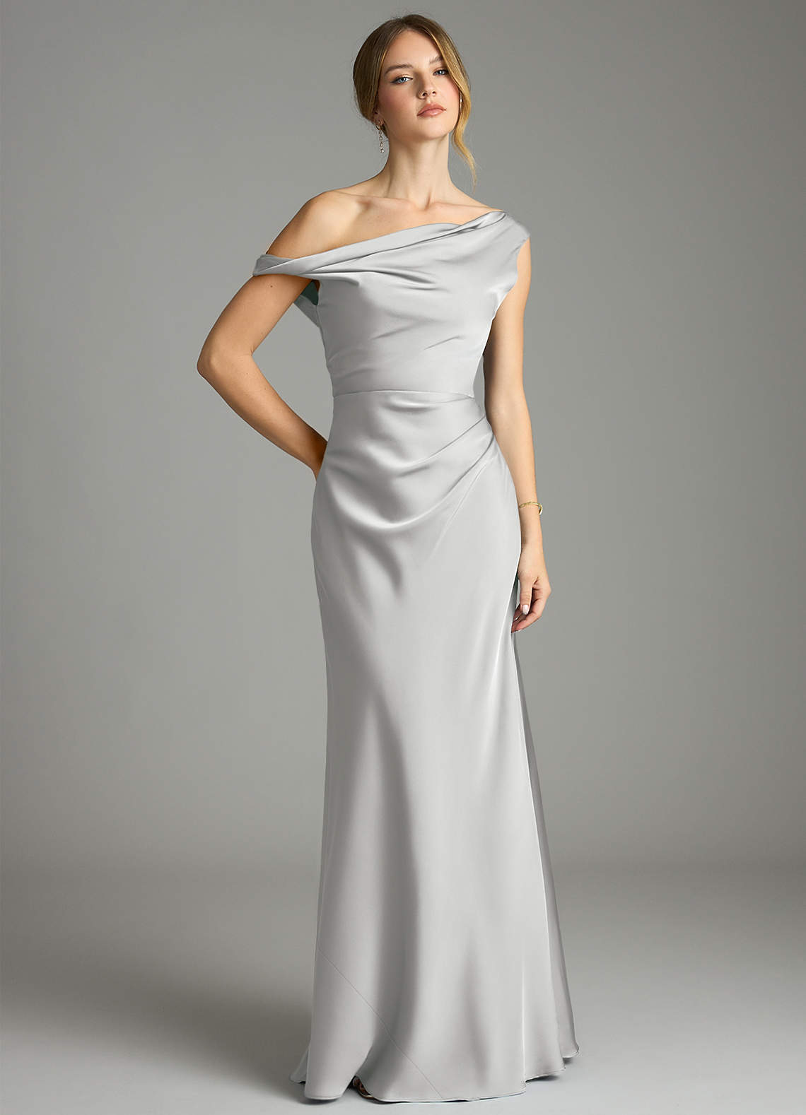 chinese dress ladies Elegant Soft Satin Off Shoulder Long Mermaid Bridesmaid Dresses With Slit main image 0