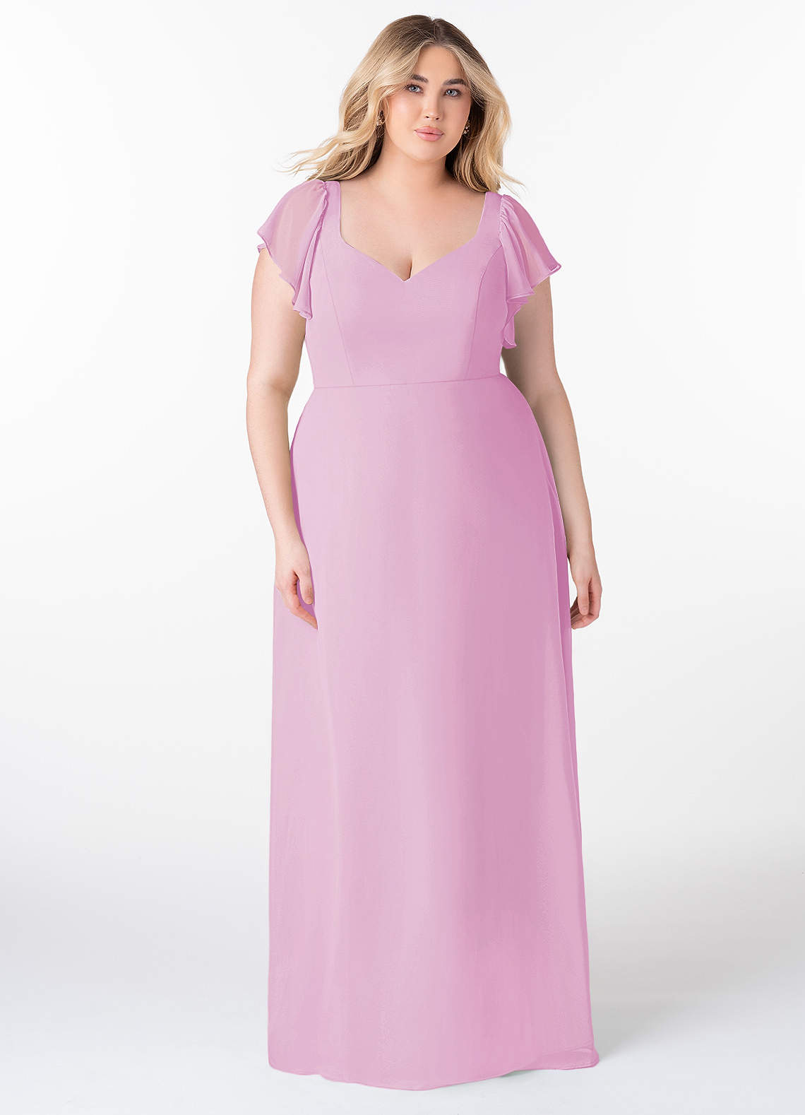 pink plus size bridesmaid dresses A-line Sweetheart Off-the-Shoulder Plus Size Chiffon Bridesmaid Dress main image 1