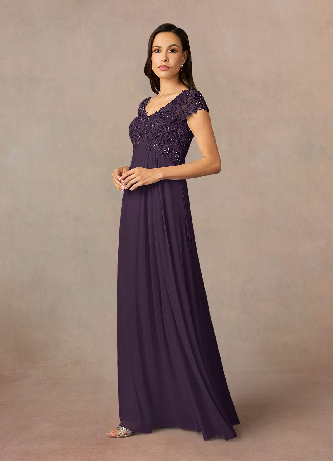 chinese dress ladies Mother of the Bride Dresses with 3/4 Sleeve Plus Size Round Neck main image 0