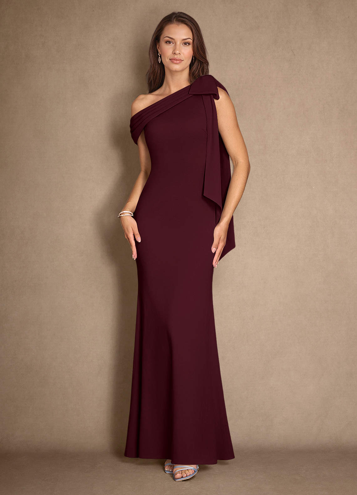 Azazie Myers Klänningar till brudens mor Klänning Sjöjungfru i Stretch crepe Plisserad Cabernet image1