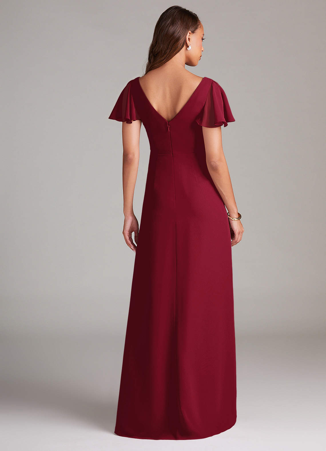 Azazie Soren Bridesmaid Dresses Burgundy A-Line Ruched Chiffon Dress image1