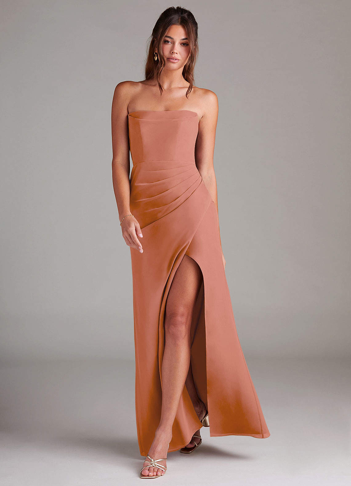 Azazie Leonis Bridesmaid Dresses MAI TAI Sheath Strapless Chiffon Convertible Dress image6