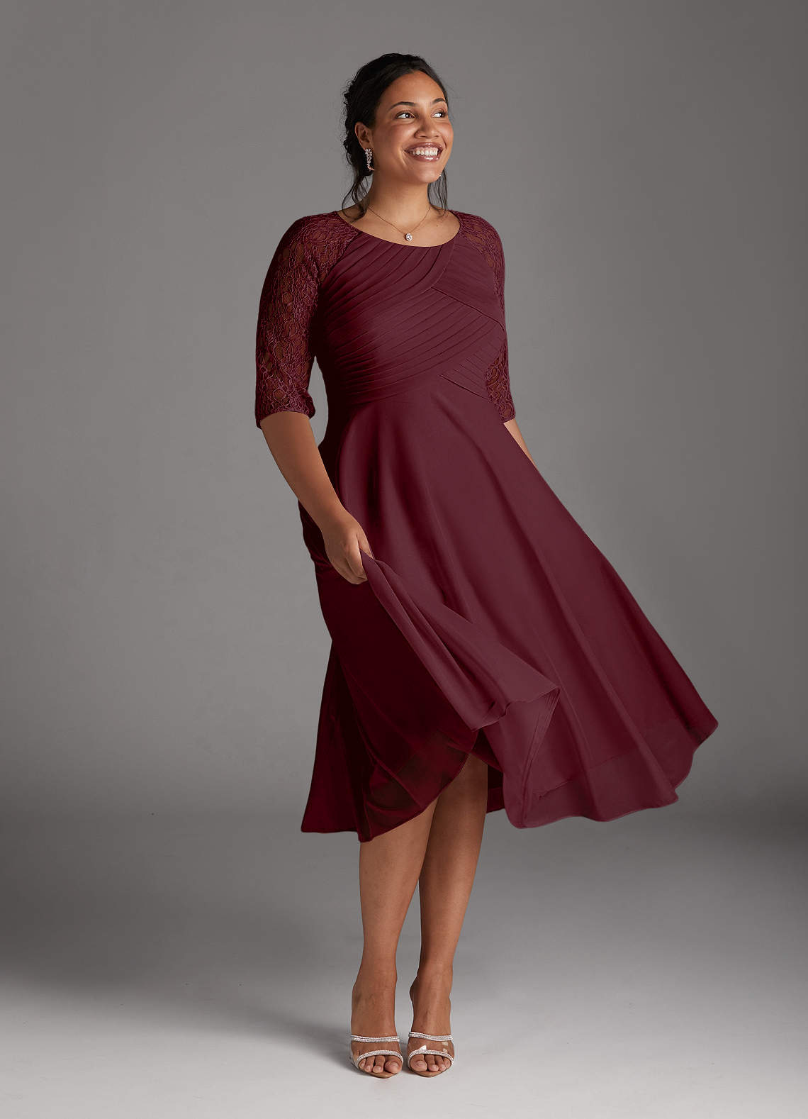 Azazie Gracelyn Kleider für die Brautmutter A-Linie Spitze Kleid Cabernetrot image1