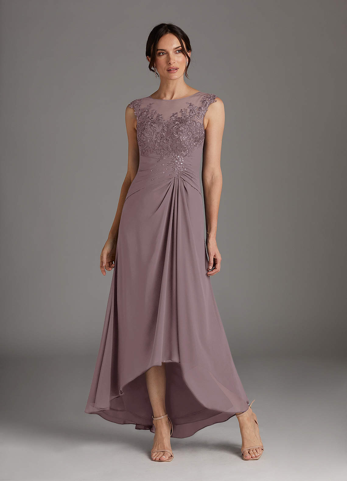 Azazie Endora Mother of the Bride Dresses Dusk A-Line Scoop Lace Chiffon Dress image1