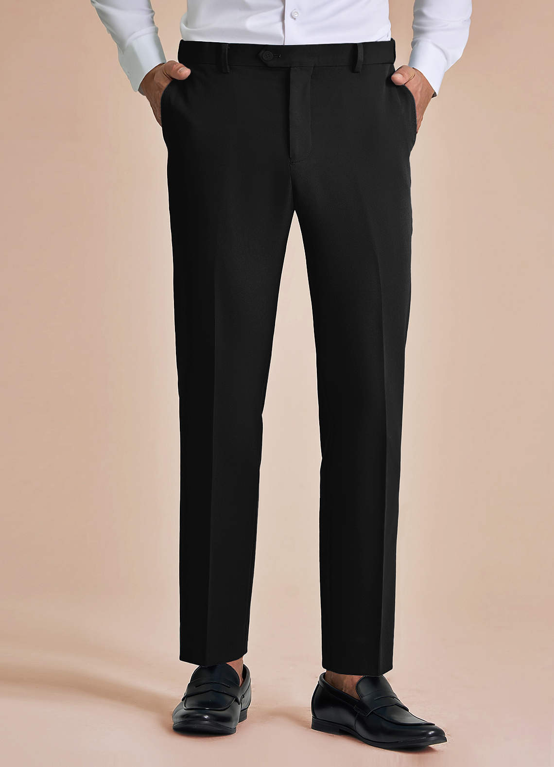 front James Black Structured Stretch Dress Pants