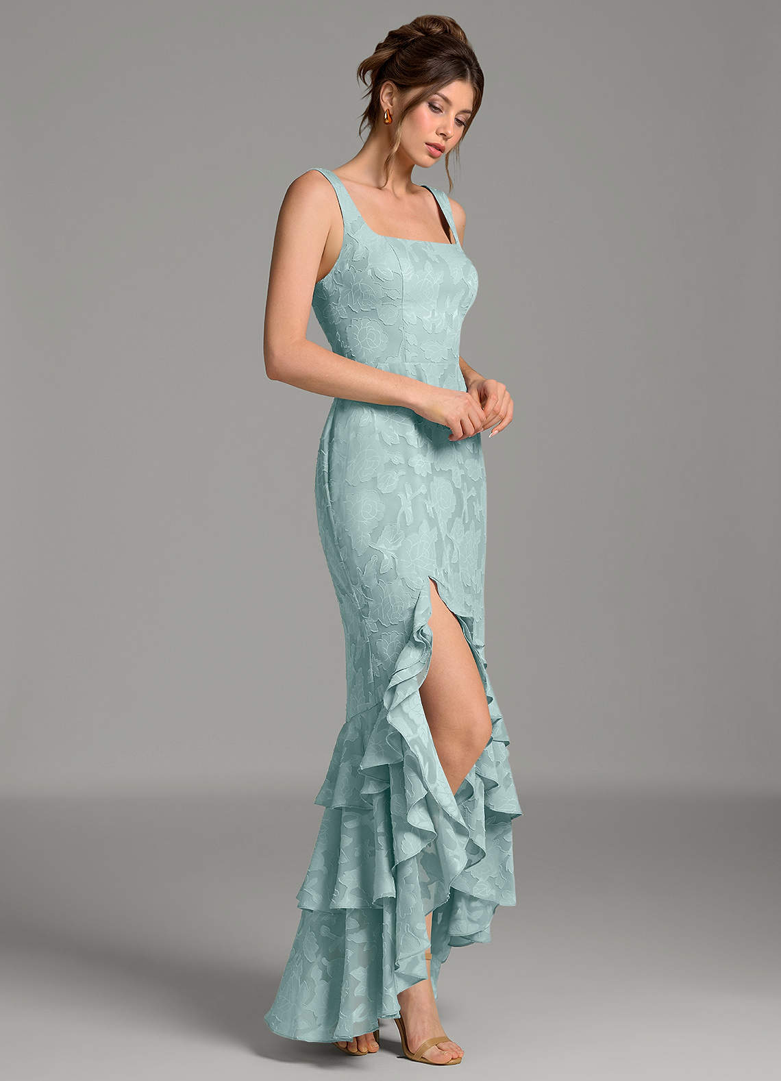Azazie Apolline Mist Floral Burnout Bridesmaid Dresses