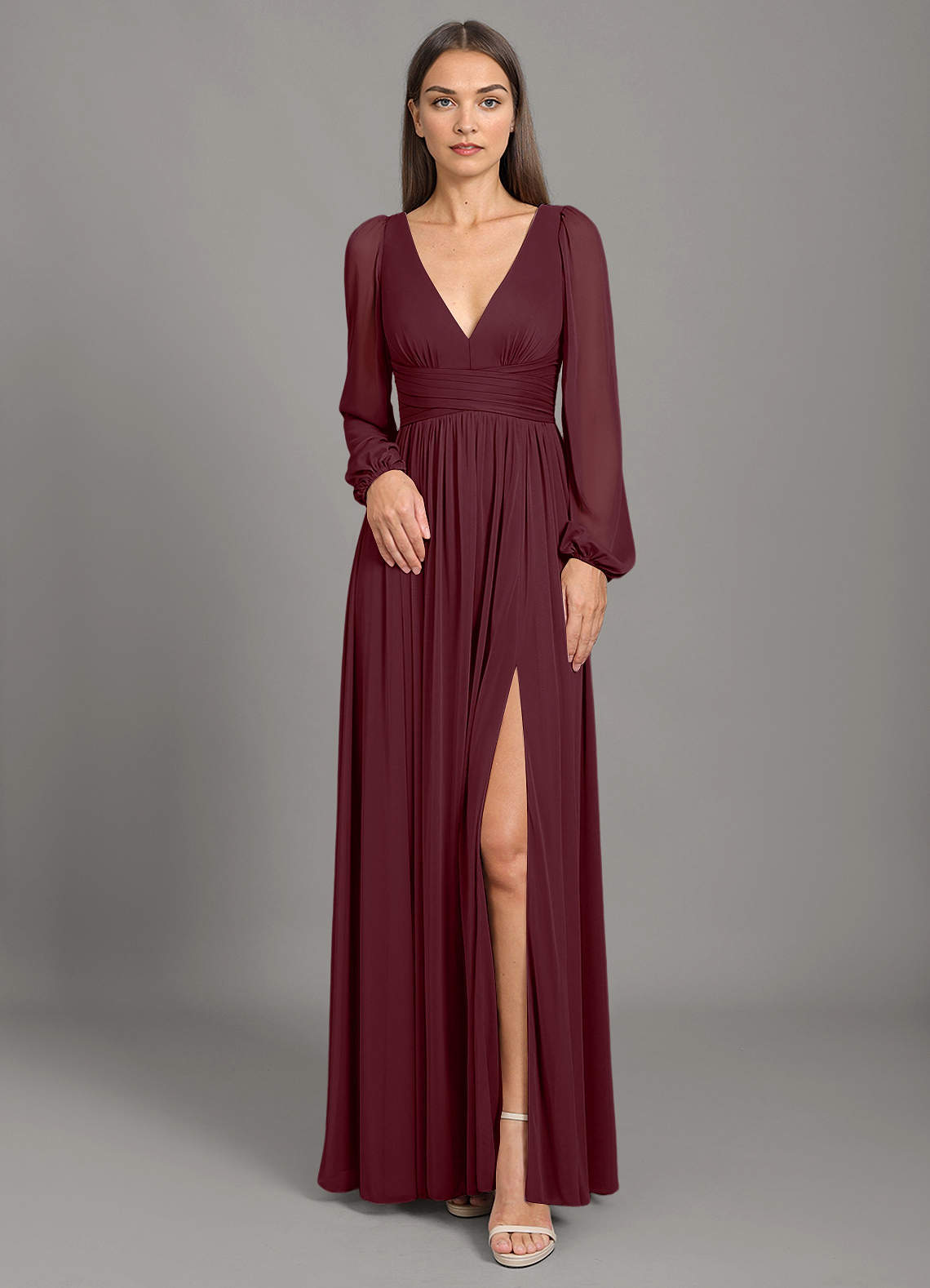 A-Line Sleeveless Cabernet Bridesmaid Dress