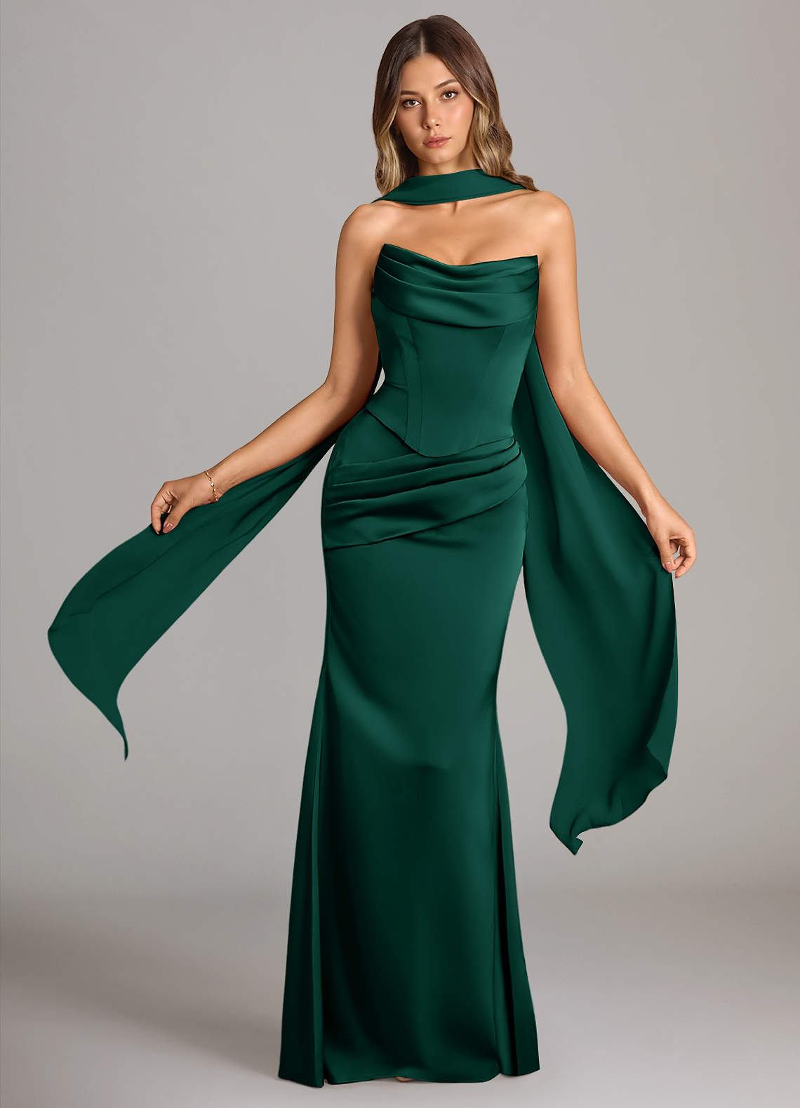 green emerald velvet dress Glitter Sequin V-Neck Off The Shoulder Satin Mermaid Bridesmaid Dresses main image 1