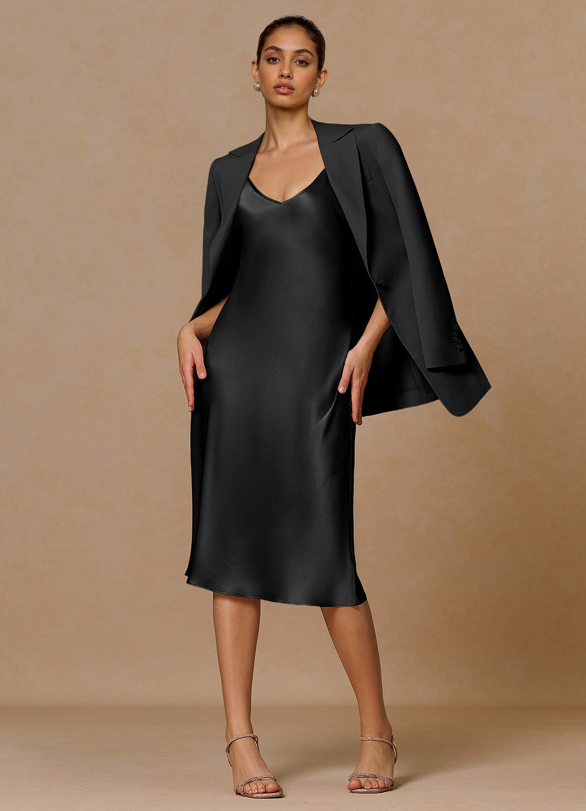 front Margaret Black Cotton Linen Blend Blazer