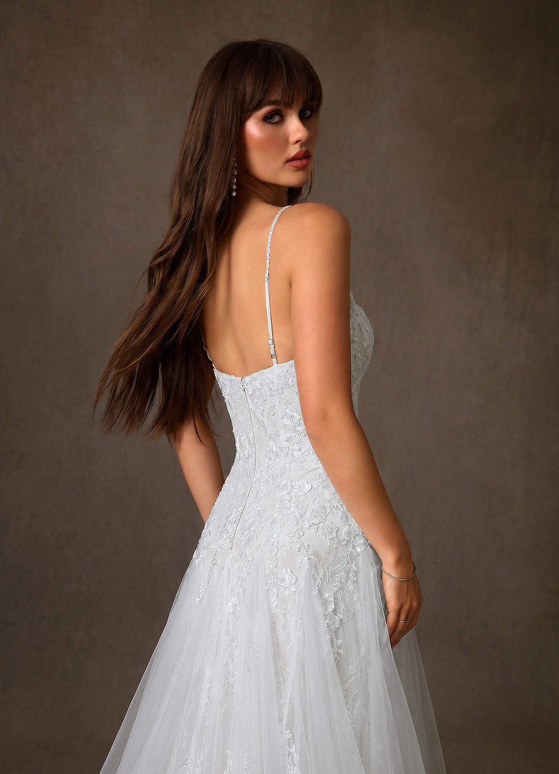 Azazie Lumina Wedding Dresses Diamond White A-Line Sweetheart Neckline Lace Dress image4