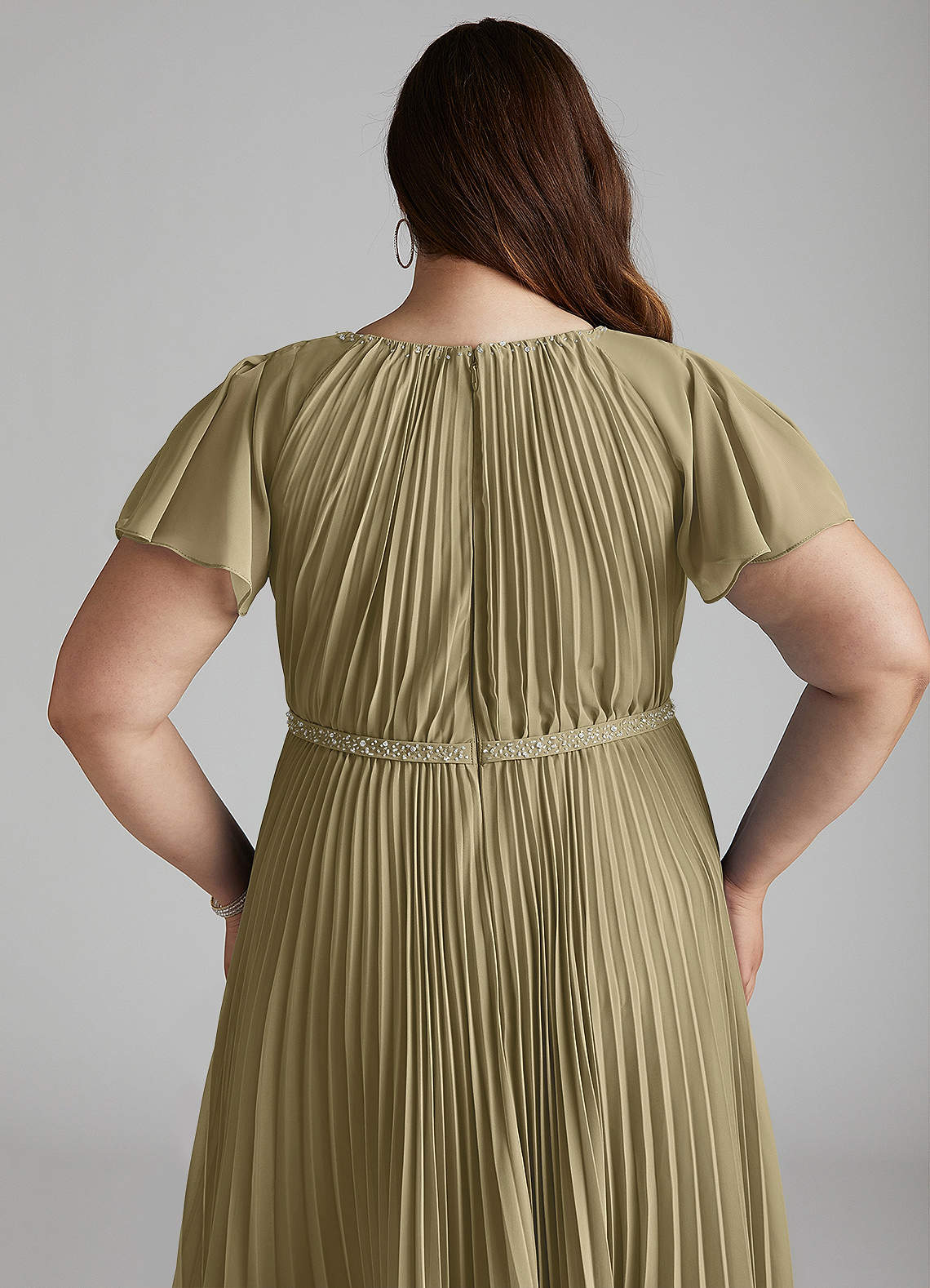 Azazie Kara At-home Try On Dresses A-Line Pleated Chiffon Floor-Length Dress image13