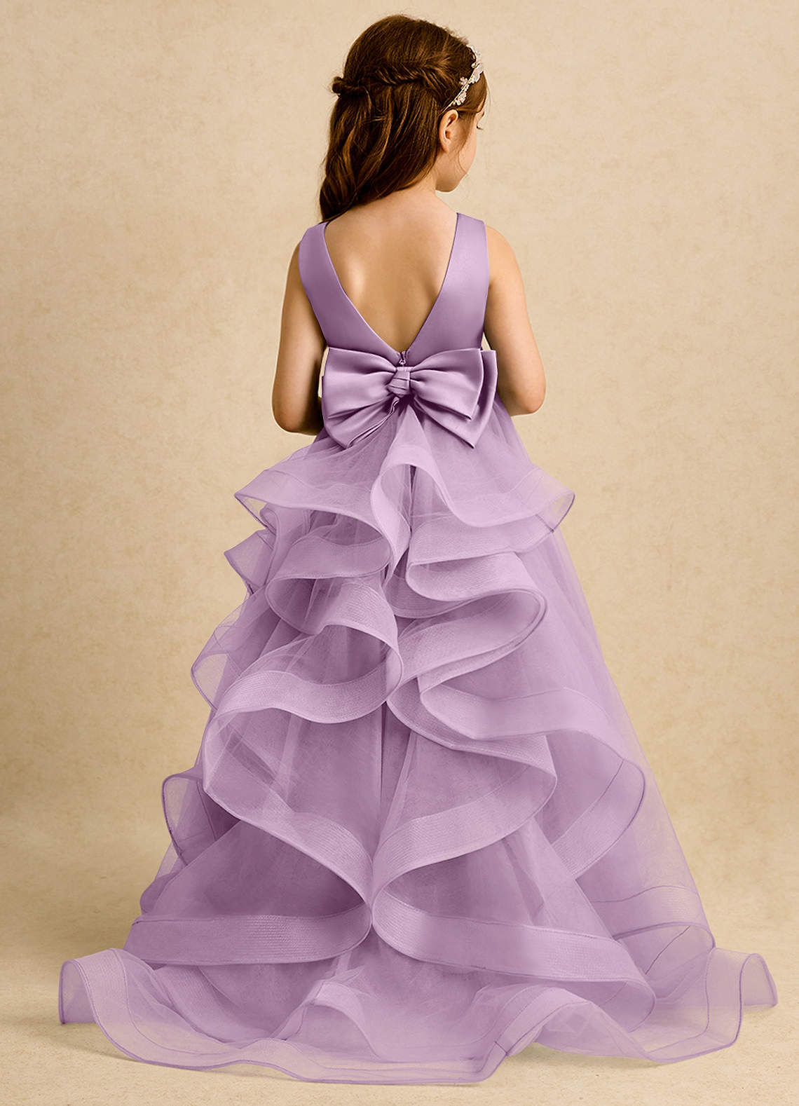 Azazie Lior Flower Girl Dresses Wisteria Ball-Gown Pleated Tulle Dress image1