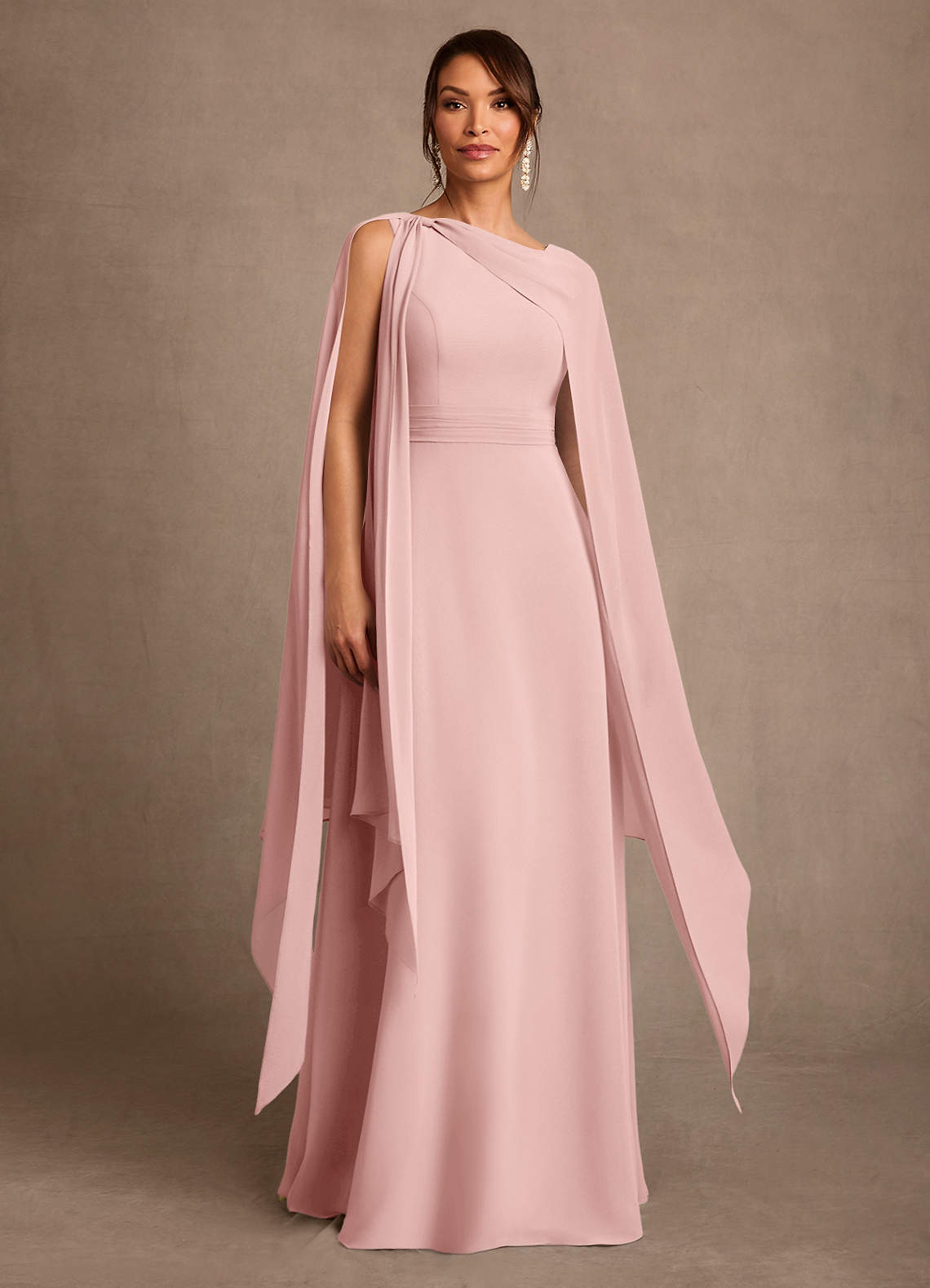 pink pleated chiffon dress Azazie Josabeth