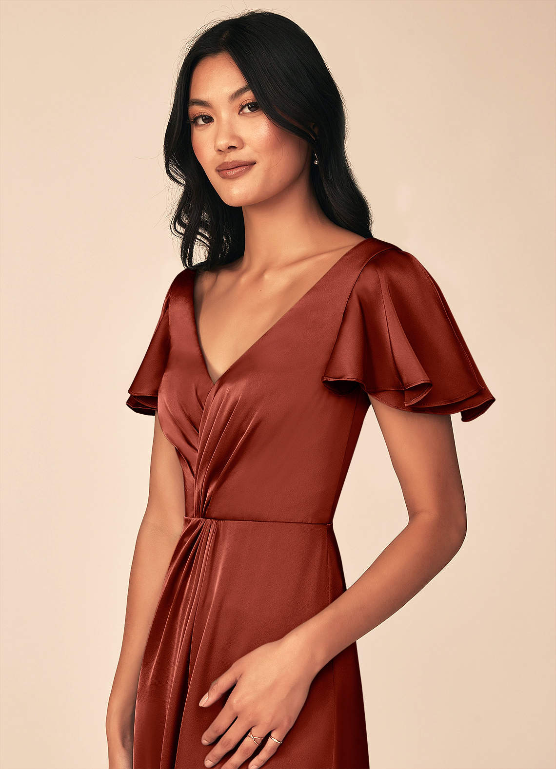 Terracotta Azazie Soren Stretch Satin Dress Bridesmaid Dresses | Azazie