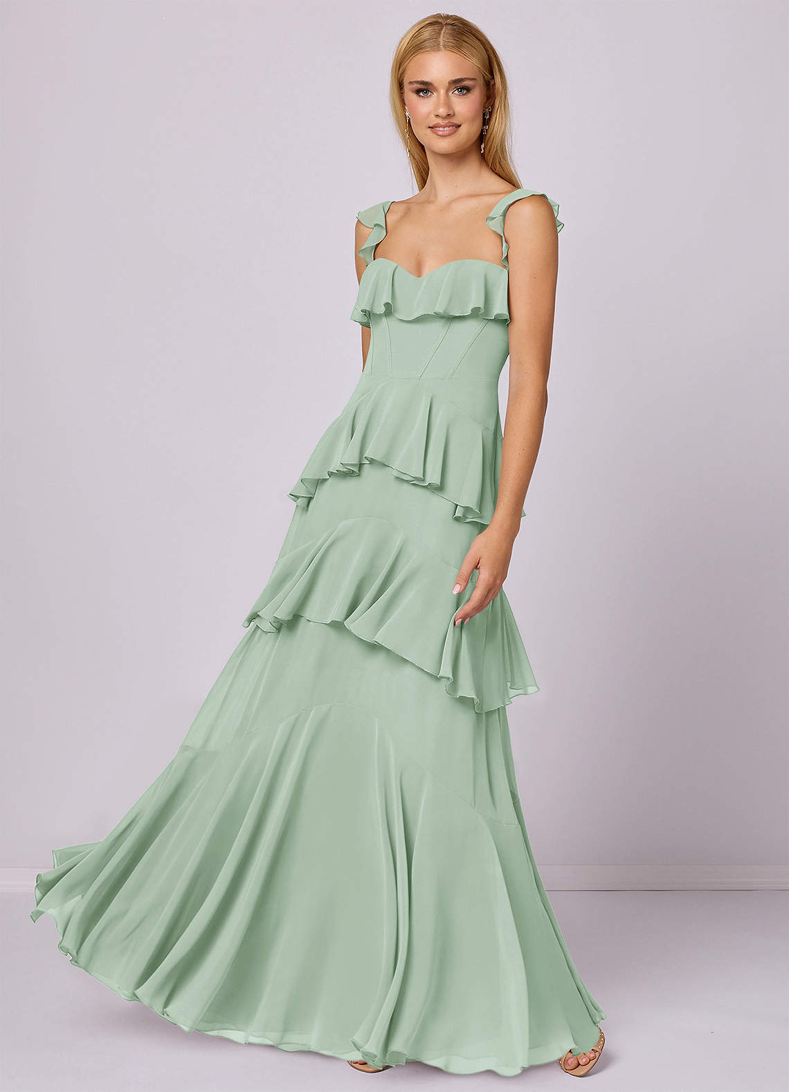 Barbie ♥ Azazie Bridesmaid Dresses Agave A-Line Sweetheart Neckline Chiffon Dress image1