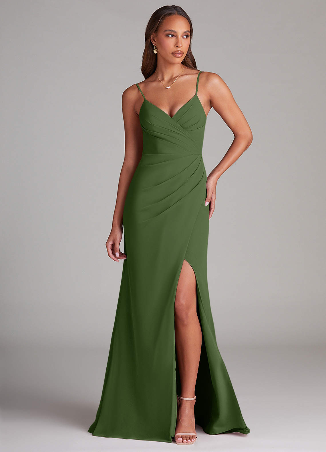 slim fit dress slacks Mint Green Chiffon V-Neck Bridesmaid Dress A-Line Floor-Length