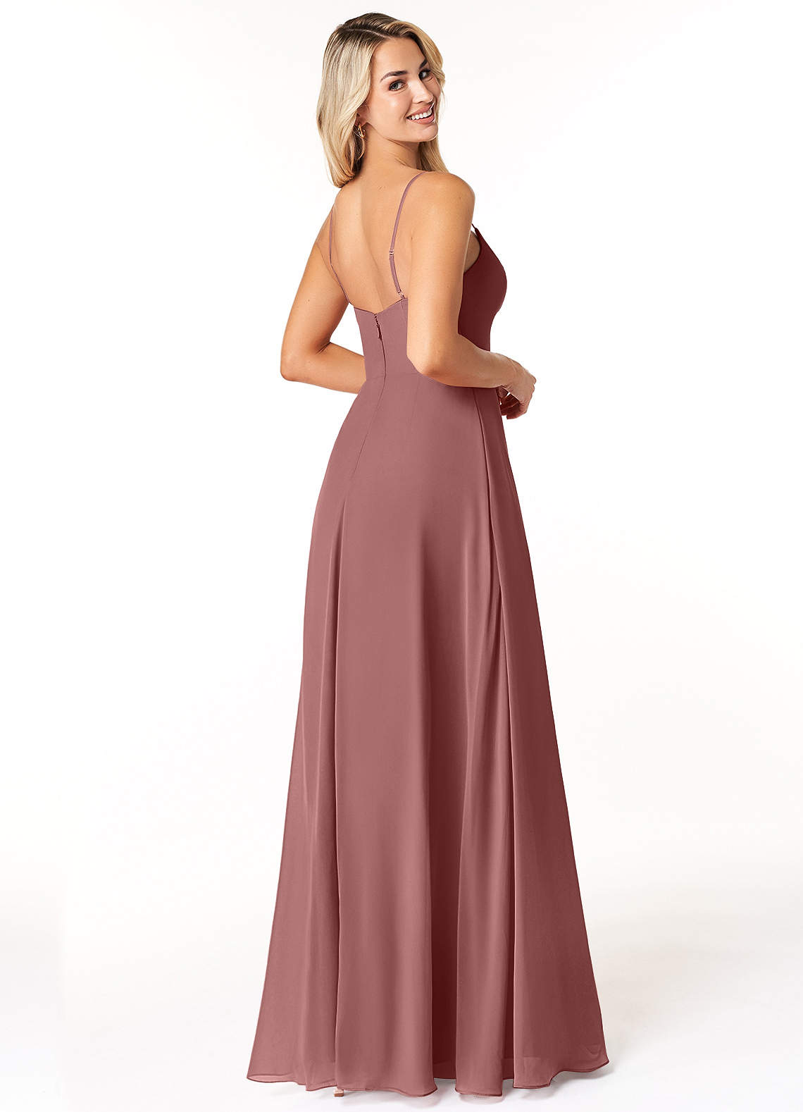 Azazie Moira Bridesmaid Dresses A-Line Scoop Chiffon Floor-Length Dress image1