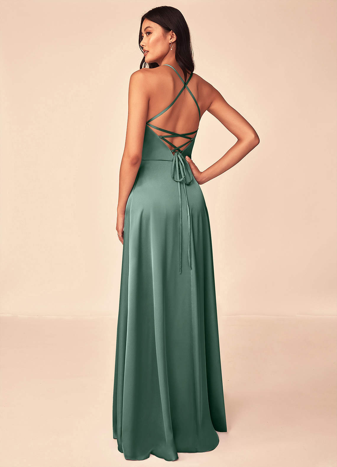Azazie Mei Eucalyptus Stretch Satin Bridesmaid Dresses | Azazie Azazie Mei Eucalyptus Stretch Satin Bridesmaid Dresses | Azazie