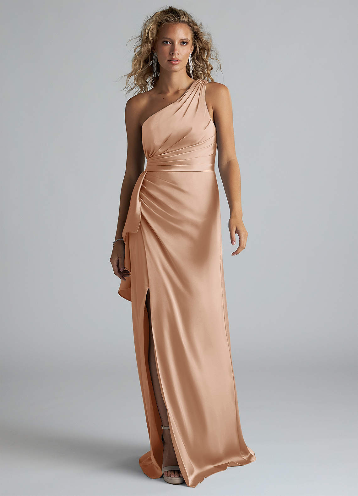 Azazie Maive Brautjungfernkleider Etui Gestreift Stretch-Satin Kleid Englisches Rosa image1