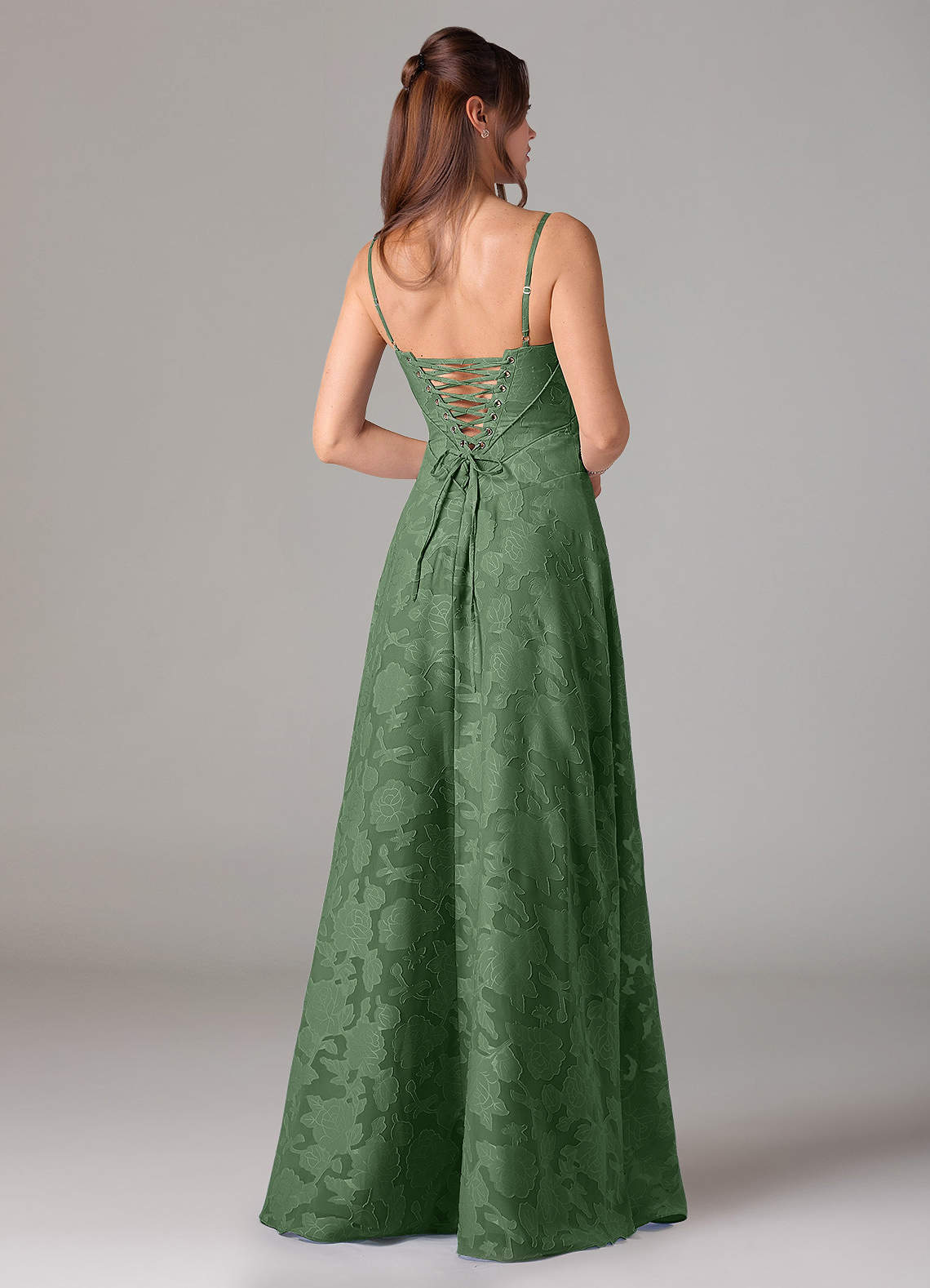 Azazie Valentine Bridesmaid Dresses Eucalyptus A-Line Sweetheart Neckline Floral Burnout Dress image4