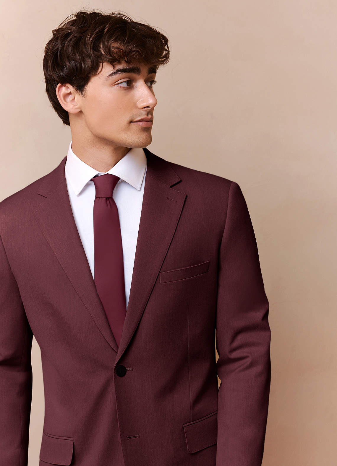 front James Cabernet Structured Stretch Suit Jacket