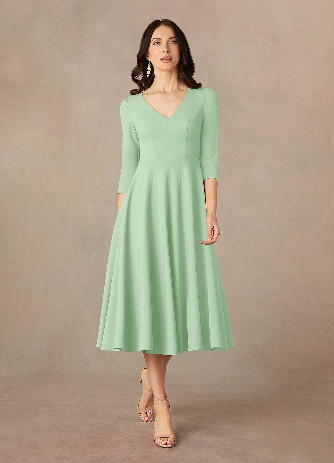 Azazie Nassif Mother of the Bride Dresses Dusty Sage A-Line Stretch Crepe Dress image1