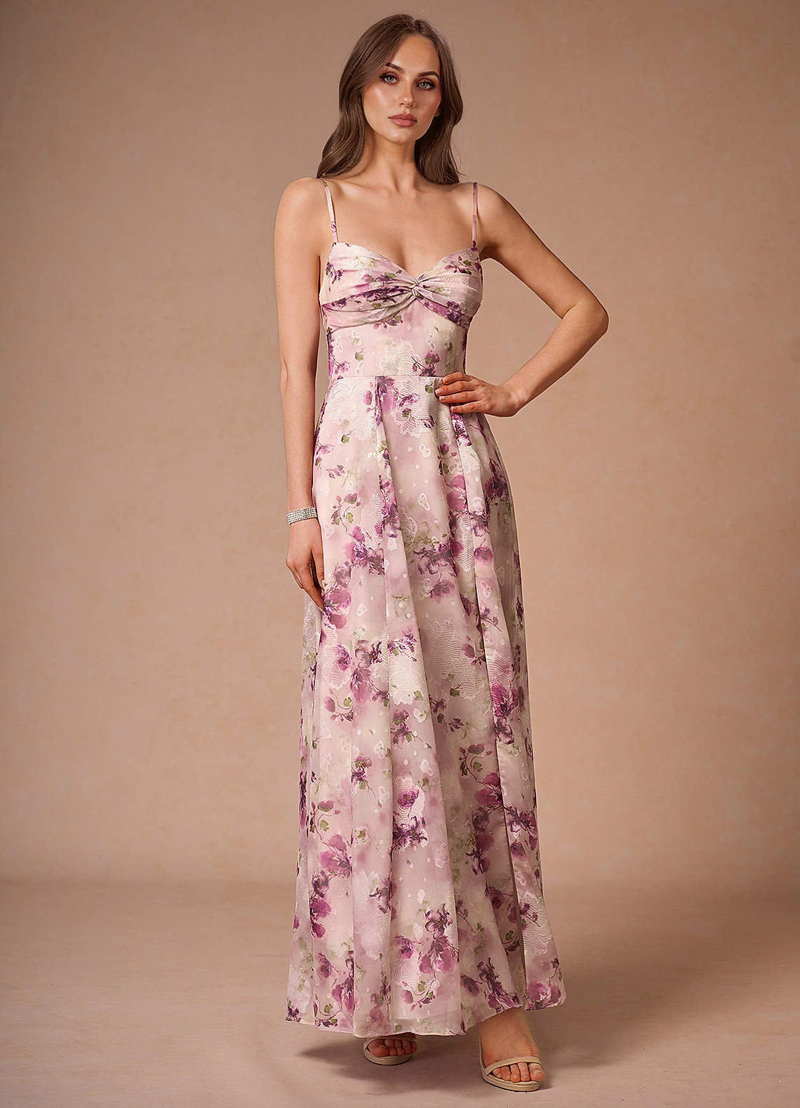 Amorelle Mauve Floral Maxi Dress Ready to Ship | Azazie DE