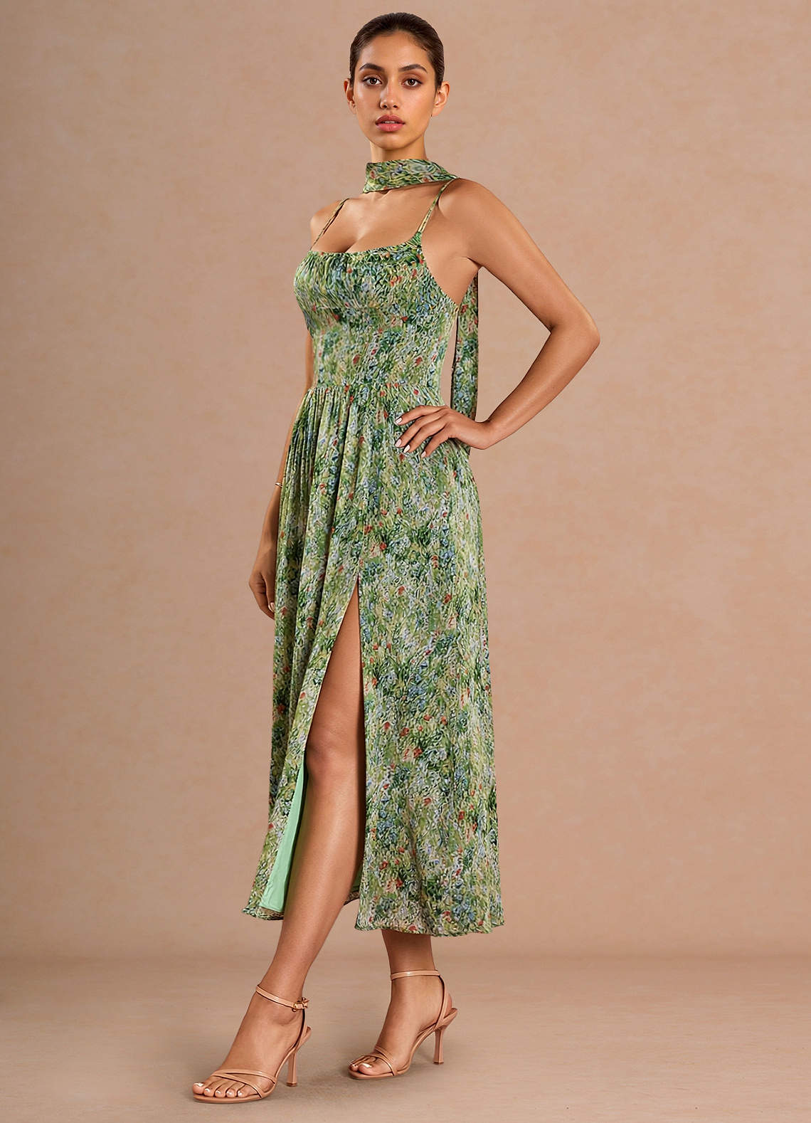 Lolla Green Floral Midi Dress image3