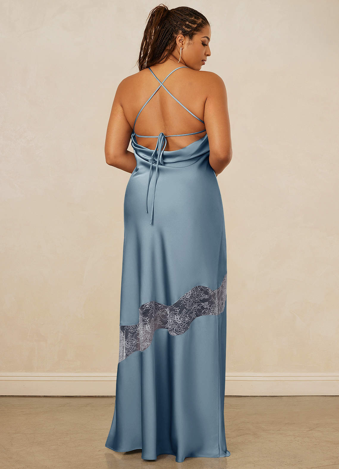 Christian Siriano Bridal for Azazie 1012 Bridesmaid Dresses Chantilly Lace Cut Out Stretch Satin Slip Dress image8