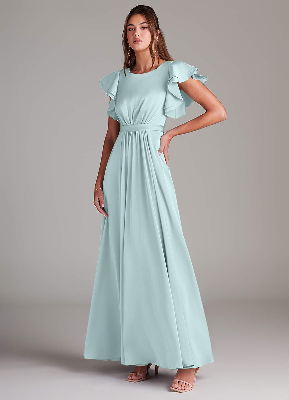 Azazie Daphne Mist Modest Bridesmaid Dresses | Azazie