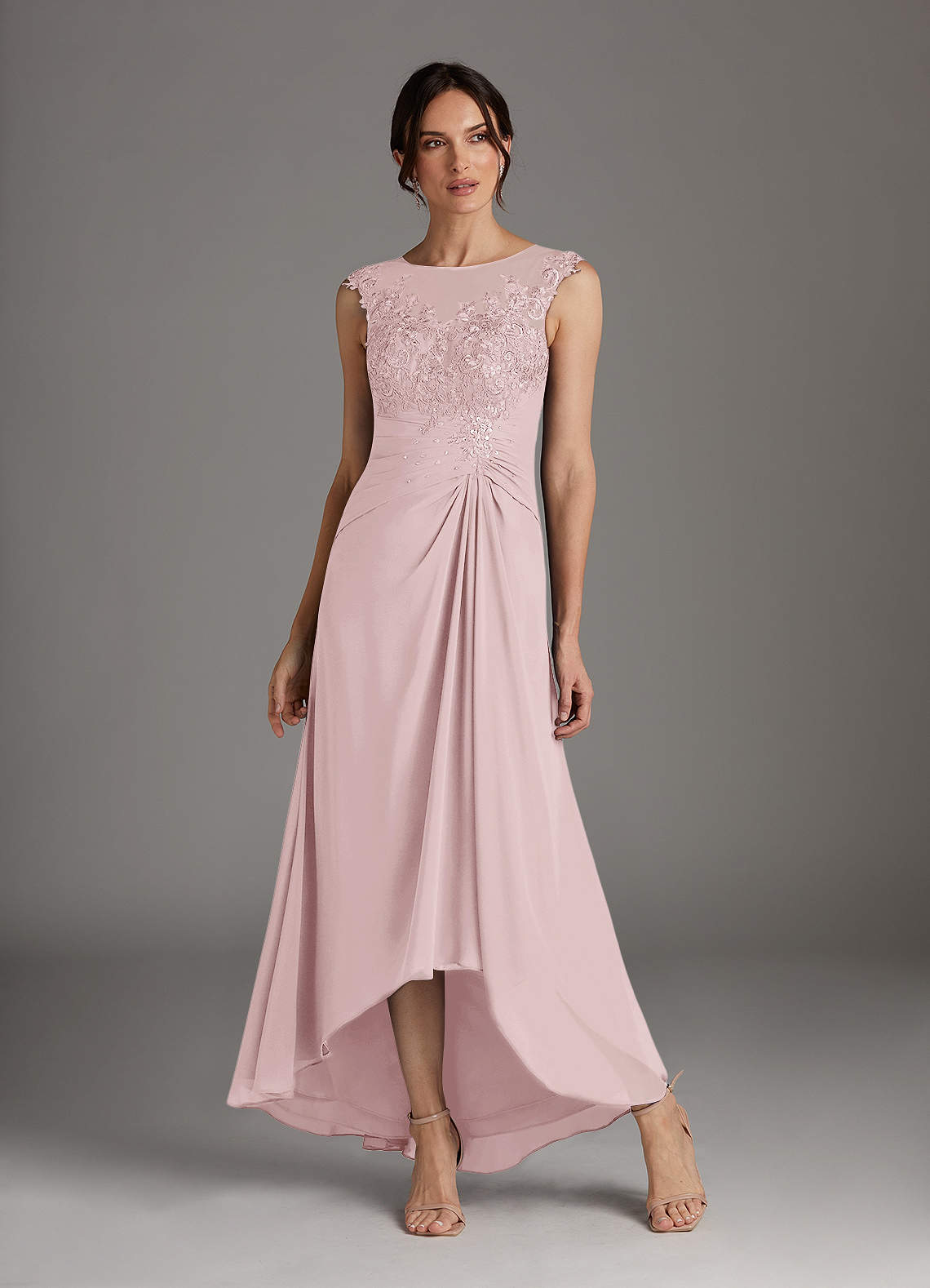 [C’EST MOI MOII]Lace lapel dress small chiffon A-line dress A-Line V-Neck Empire Knee Length Chiffon Zipper Dress