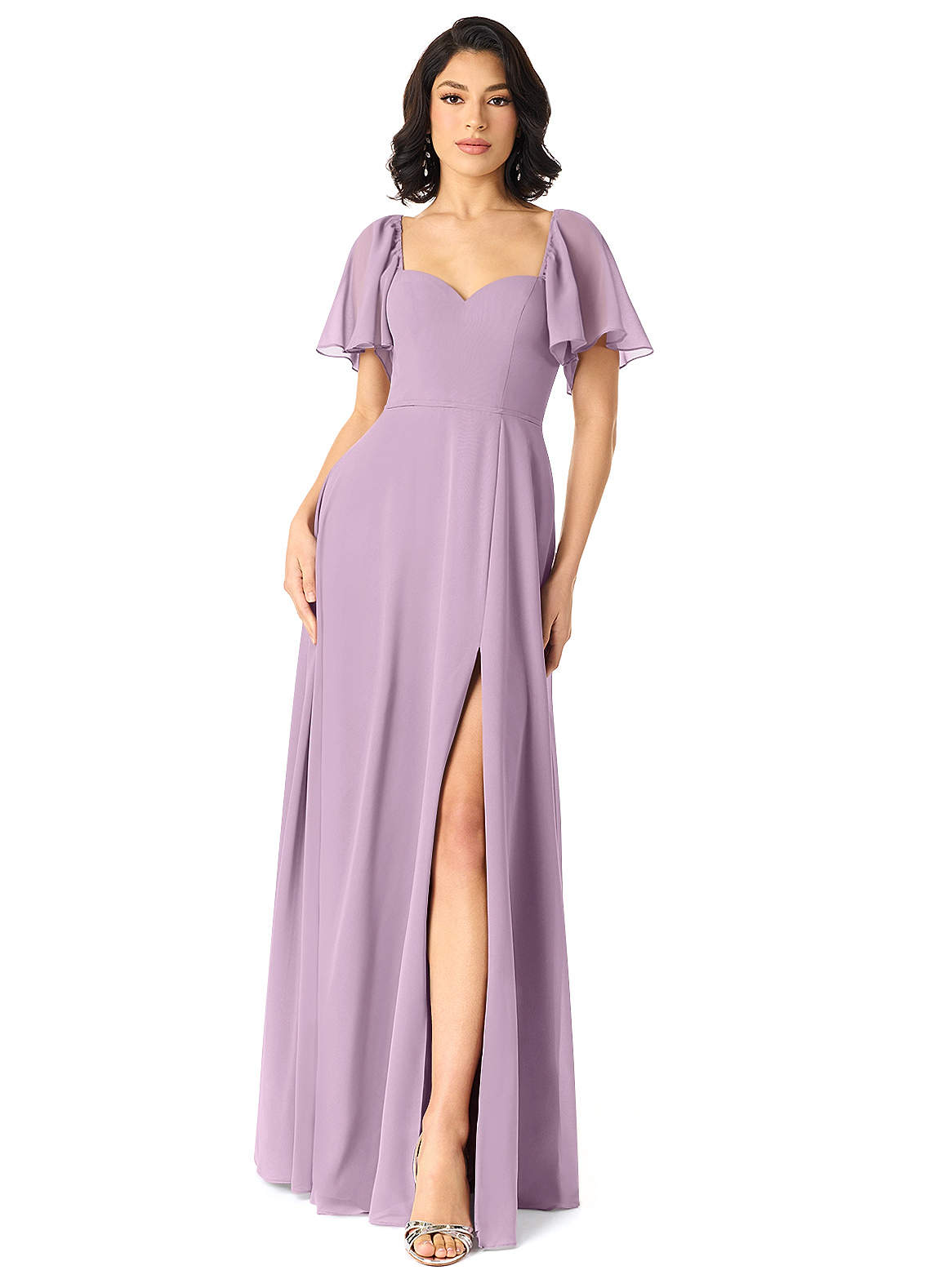 wisteria chiffon bridesmaid dress Elegant Jewel Wisteria Chiffon Ruffles Bridesmaid Dresses with Pockets On sale