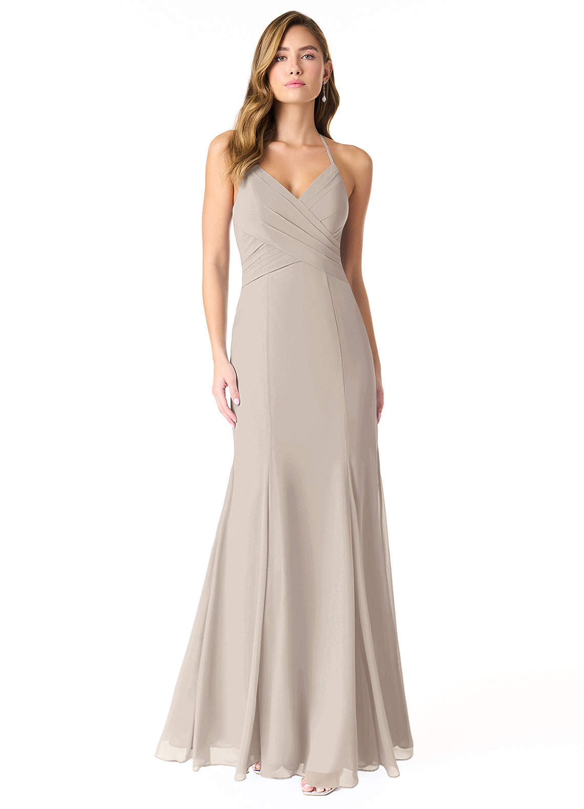 Azazie Carolina Bridesmaid Dresses Frost Mermaid Ruched Chiffon Dress image1