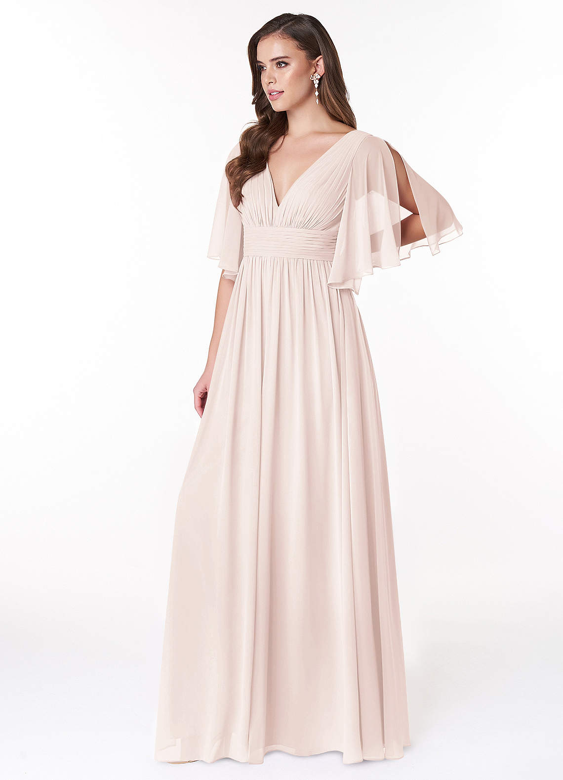 Azazie Temeka Bridesmaid Dresses A-Line Ruched Chiffon Floor-Length Dress image1