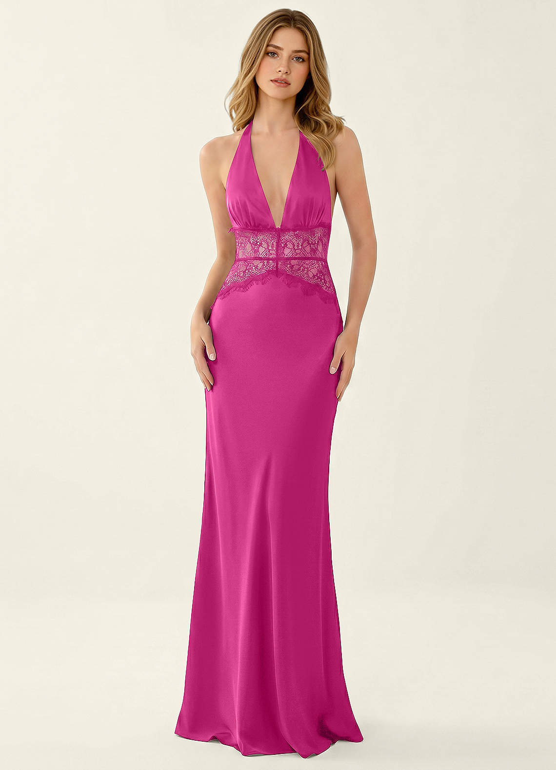 hot pink sun dress Prudentiana Satin Lace Prom and Homecoming Dresses ProductID: 120318
