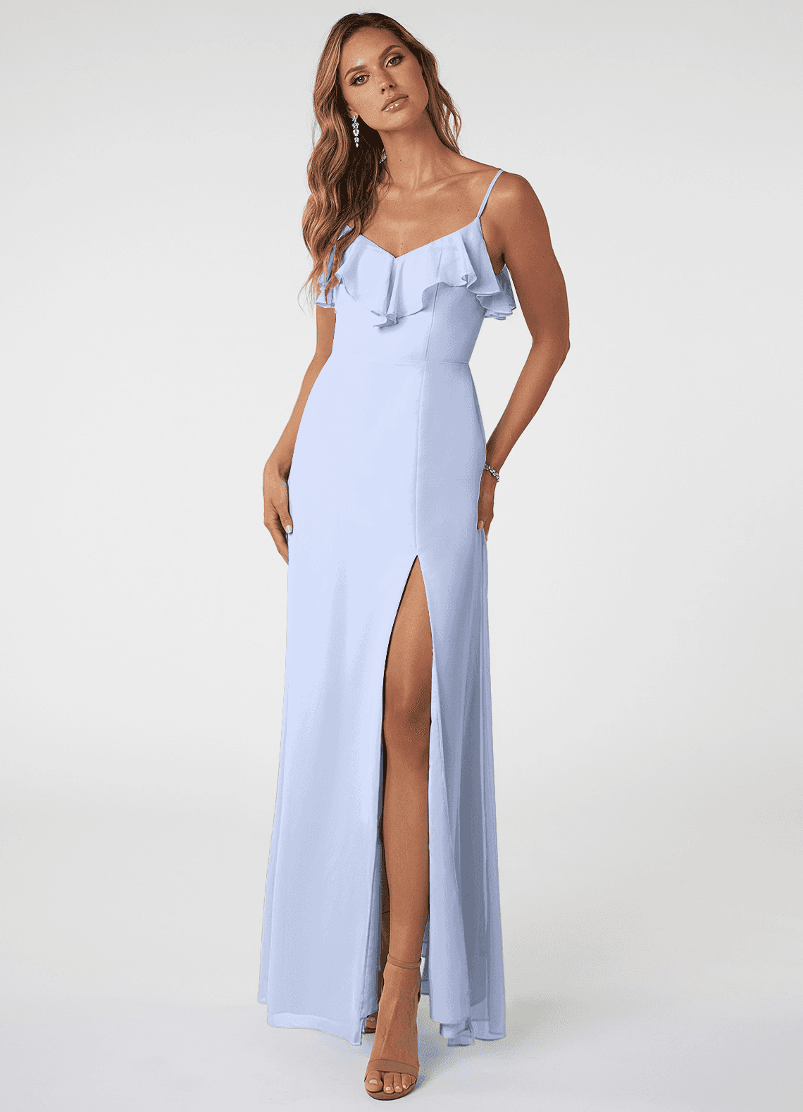 Azazie Natalia Bridesmaid Dresses Ice A-Line Chiffon Dress image1