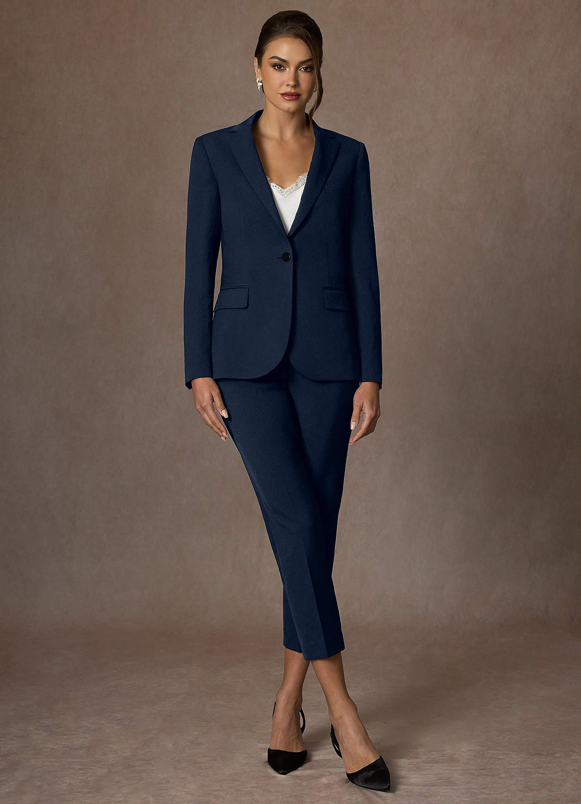 front Kennedy Dark Navy Structured Stretch Dress Pants