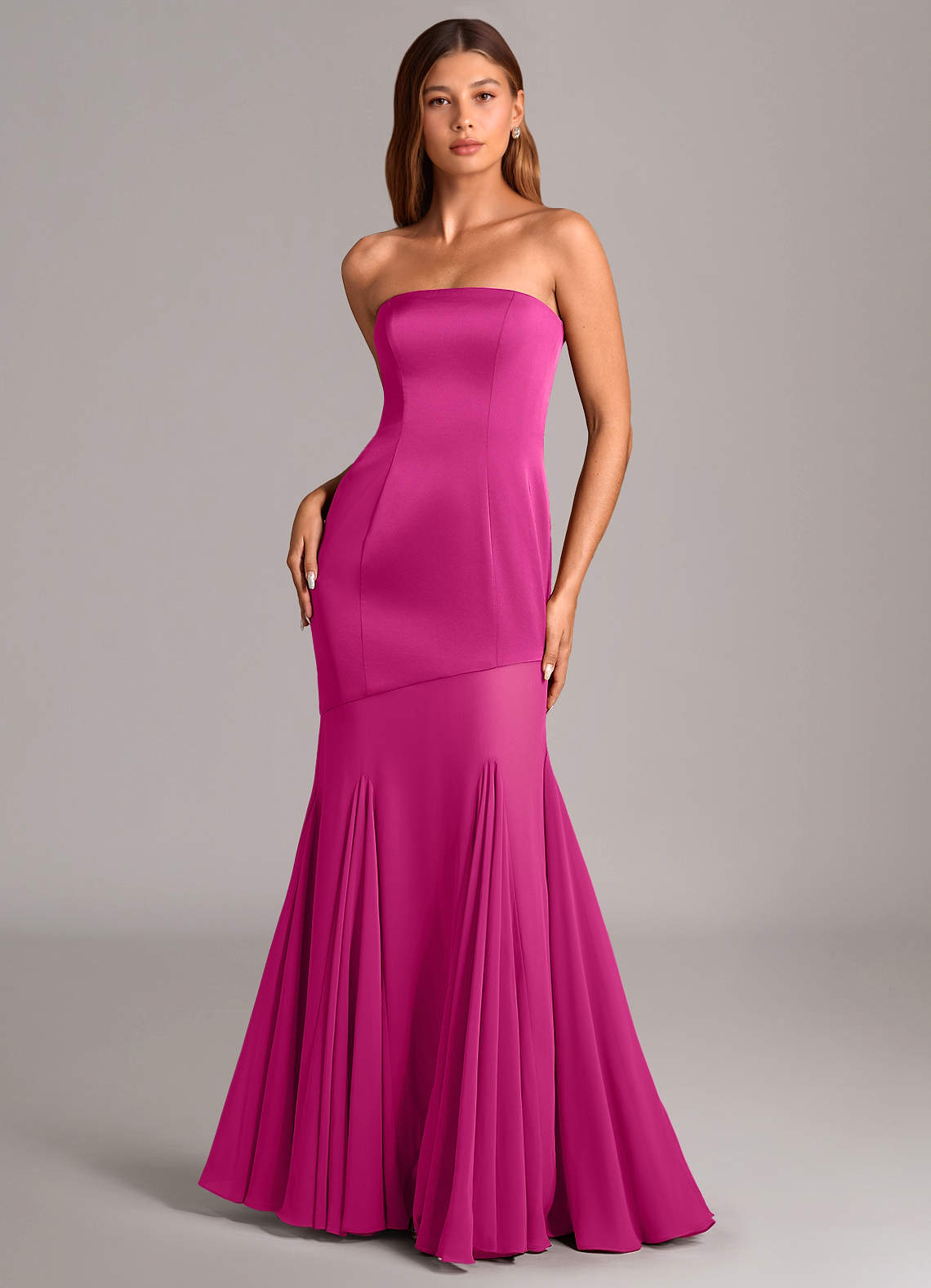 Azazie Uma Bridesmaid Dresses Fuchsia Mermaid Strapless Chiffon Convertible Dress image1