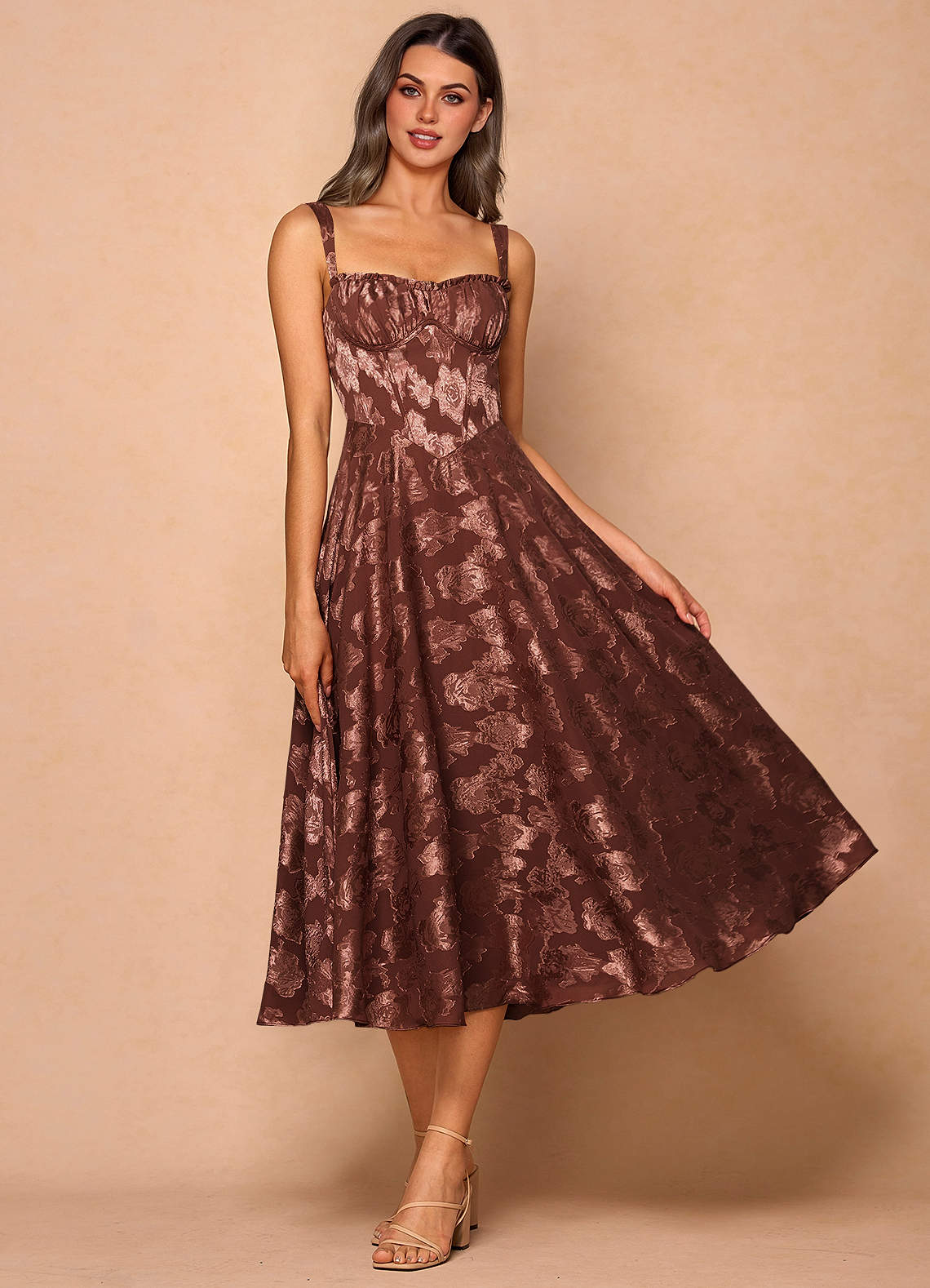 Sylvie Mocha Coco Midi Dress | Azazie