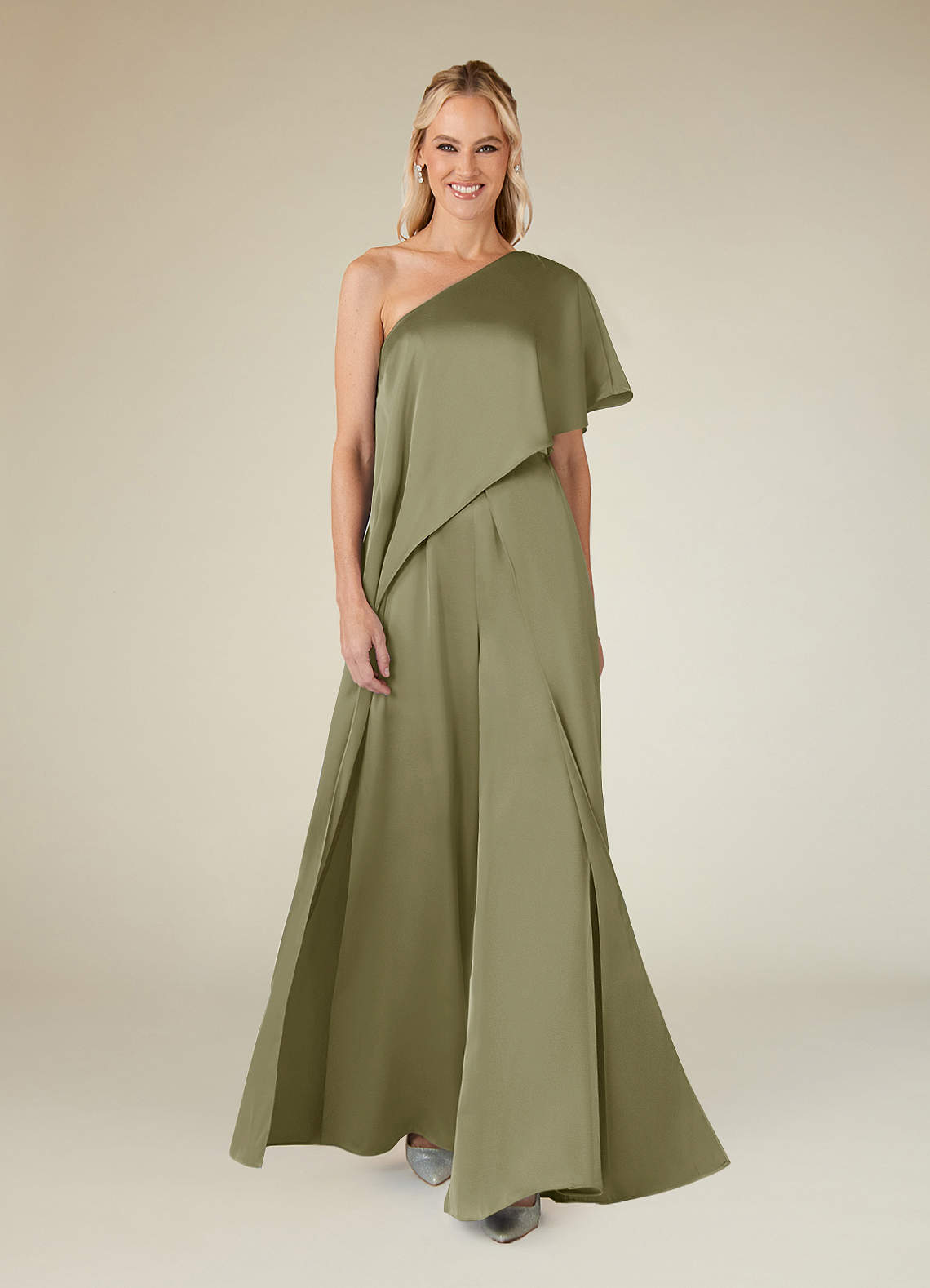 Azazie Hagretta vestidos de madre de la novia Vestido de Pistacho de Satén Elástico de Mono/Traje de pantalón image1