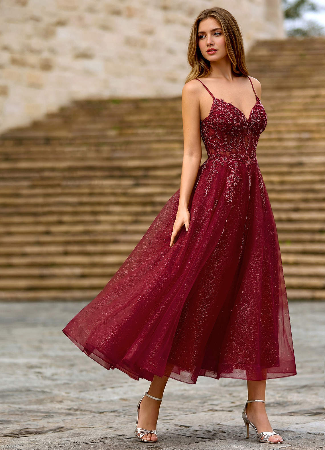 Clementinia Burgundy Sequin Embroidery Lace Beading Tulle Corset Maxi Dress  Prom and Homecoming Dresses | Azazie UK