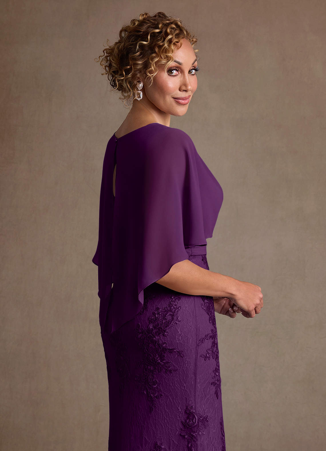 Azazie Amrita Mother of the Bride Dresses Grape Mermaid Lace Chiffon Dress image5