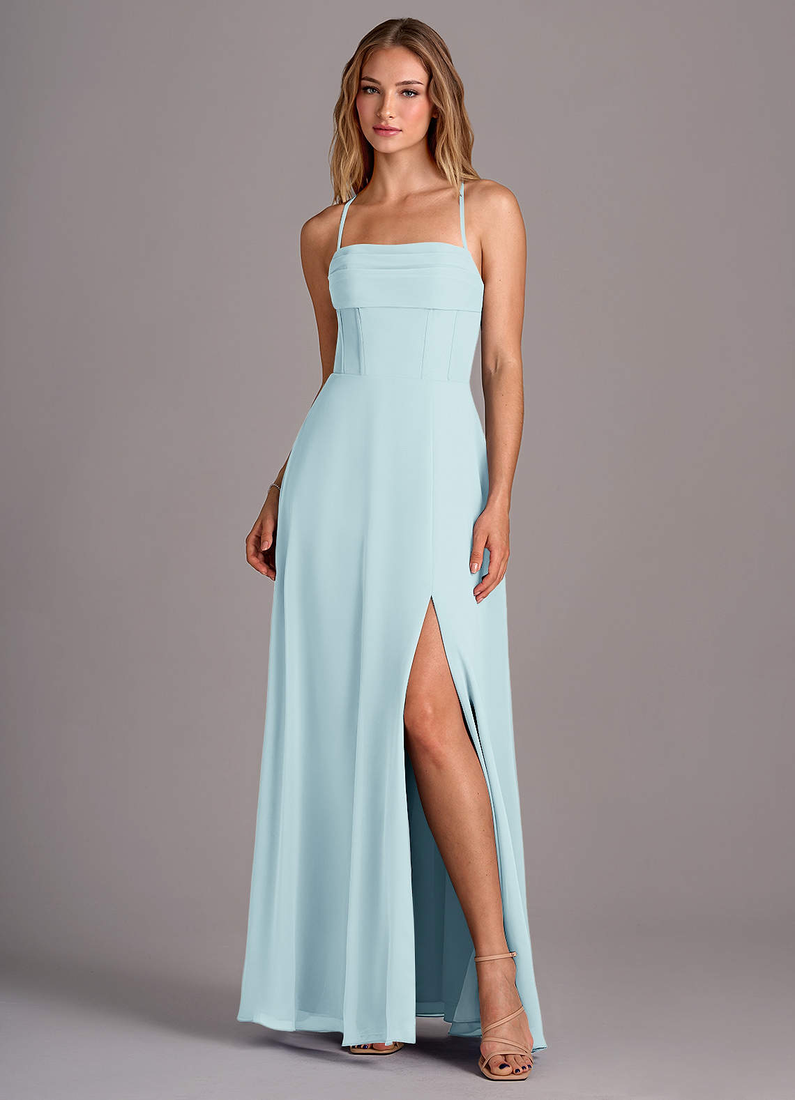 sea blue bridesmaid dresses Lavetir Bridesmaid Dresses with Sleeves Long Wedding Guest Dresses Ocean Blue Chiffon with Pockets 2026 main image 1