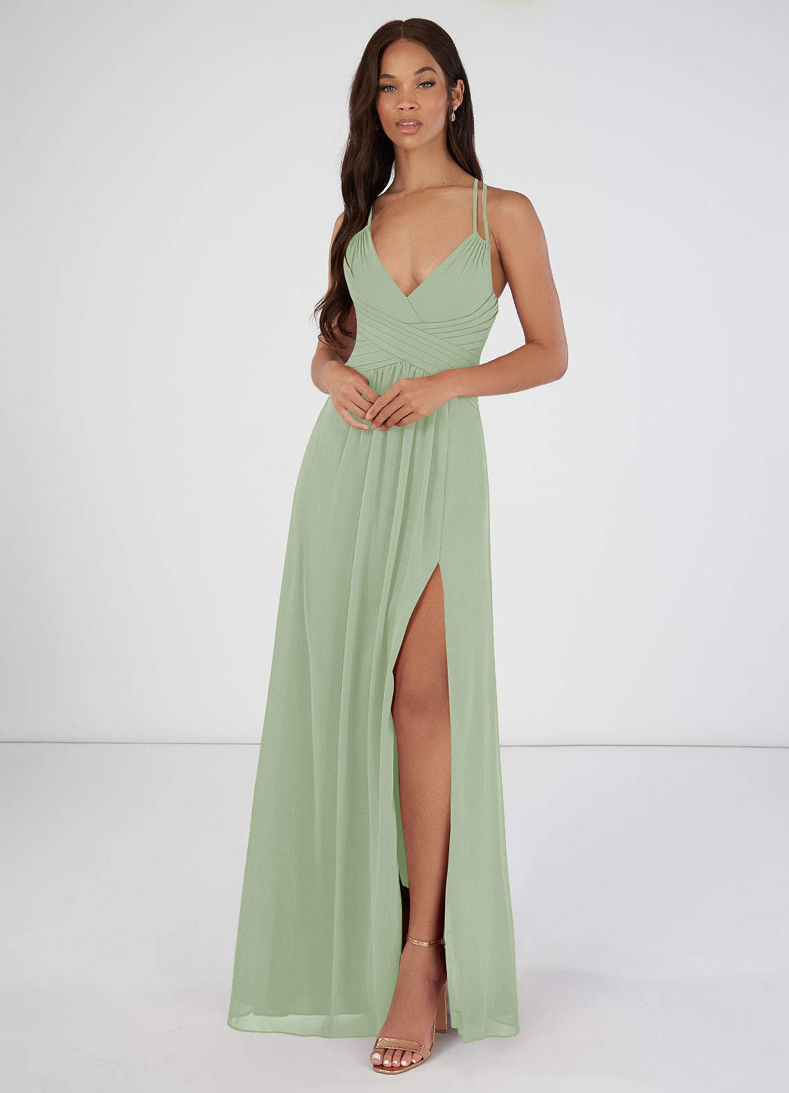 Crisscross bodice cheap chiffon gown