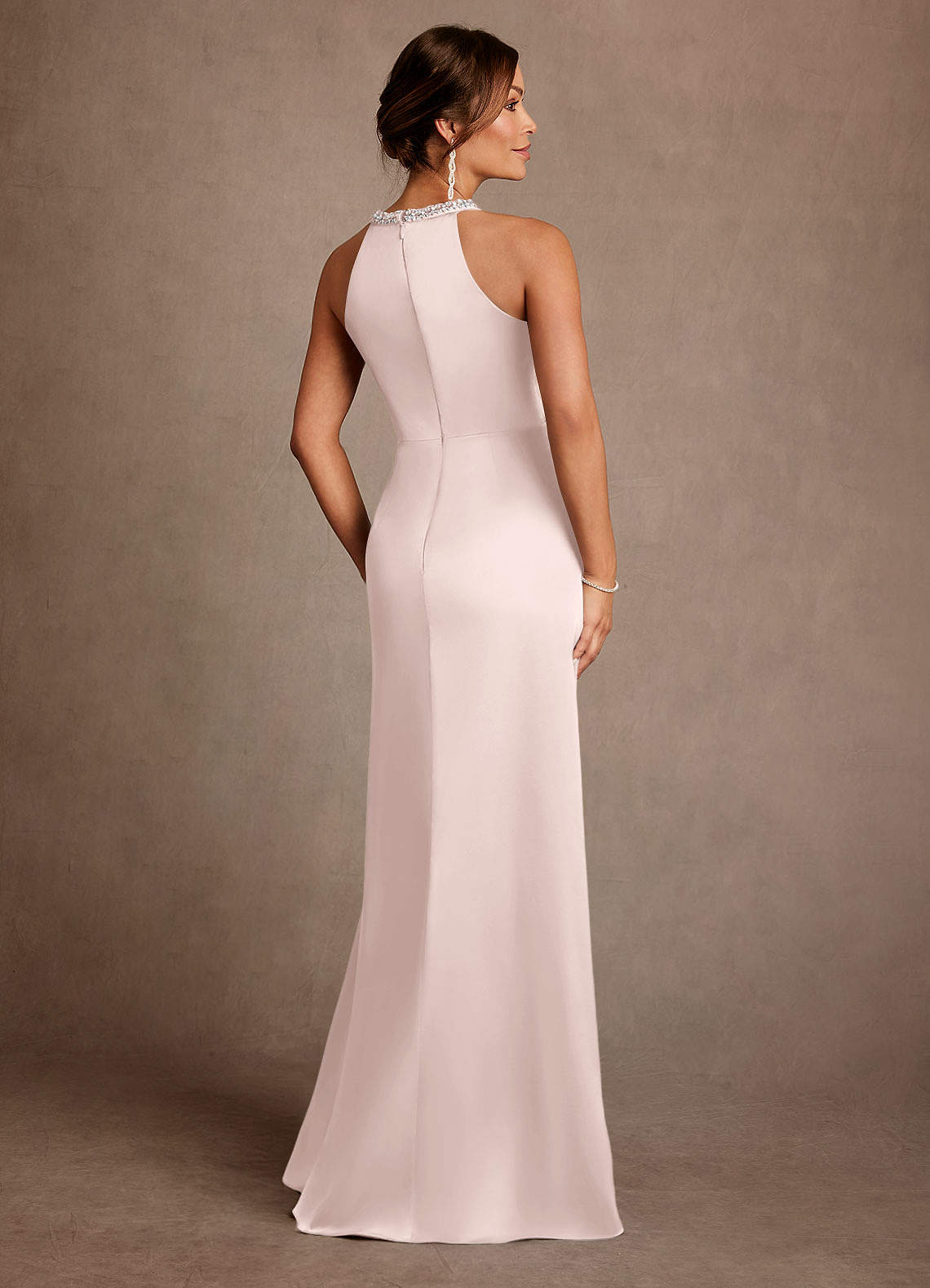 Azazie Lawrence vestidos de madre de la novia Vestido de Rosa Rubor de Satén Elástico de Corte en A con Plisado image2