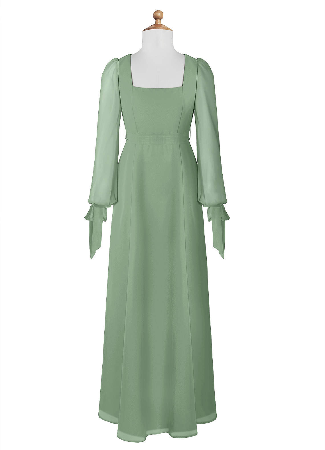 Azazie Leonia Junior Matcha A-Line with Pockets Chiffon Dress image6