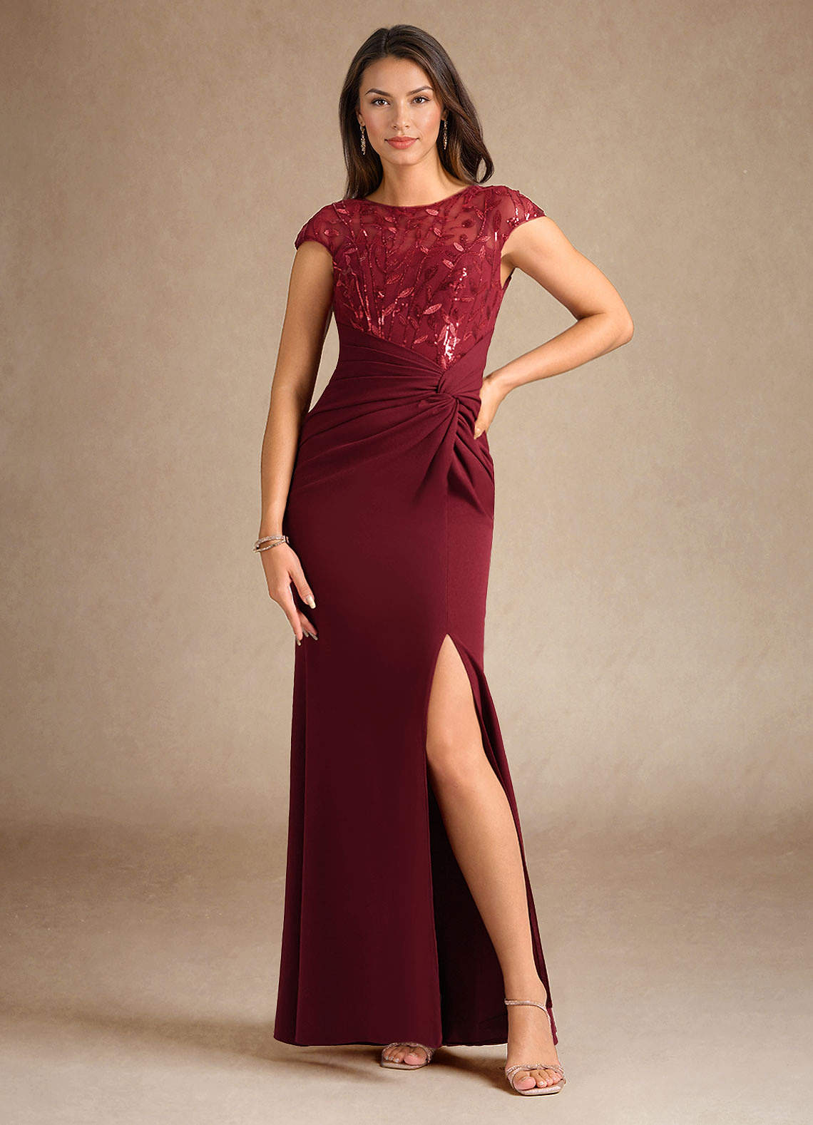 Azazie Santa Clarita vestidos de madre de la novia Vestido de Cabernet de Crepé elástico de Sirena con Lentejuela image1